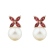 8-8.5mm Round White Freshwater Pearl and Pink Tourmaline 14K Rose Gold
Drop Floral Earrings