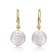Coin Pearl C-Hoop Drop Earrings In 14K Gold Over Sterling Silver
