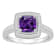 7mm Cushion Amethyst 1/4 ctw Diamond Rhodium Over Sterling Silver Halo Ring
