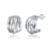 Basket Weave Chunky C-Hoop Earrings In Rhodium Over Brass