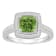 7mm Cushion Peridot 1/4 ctw Diamond Rhodium Over Sterling Silver Halo Ring