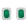 6x4mm Emerald Cut Emerald 1/5 ctw Diamond Rhodium Over Sterling Silver
Halo Stud Earrings