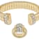 Crystal Tubogas Cuff Bracelet And Ring Set In Gold Tone
