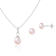 6mm Pink Cultured Freshwater Pearl Rhodium Over Sterling Silver Pendant
& Earring Set