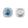 Swiss Blue Topaz with Moissanite  Rhodium Over Sterling Silver Halo Stud
Silver Earrings