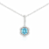 Natural Blue Topaz Sterling Silver Round Shape Pendant with Chain