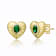 Emerald Color CZ Heart Stud Earrings In 14K Gold Over Sterling Silver