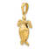 14k Yellow Gold Solid 3D Polished and Textured Moveable Turtle Pendant