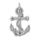 Rhodium Over Sterling Silver Cubic Zirconia Anchor Pendant