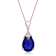 Sapphire Color CZ Teardrop Pendant In 18K Rose Gold Over Sterling Silver