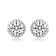 CZ Halo Stud Earrings In White Rhodium Over Brass