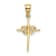14K Yellow Gold Polished Double Hearts On Stick Cross Charm Pendant