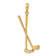 14k Yellow Gold 3D Textured Double Golf Clubs with Ball Charm