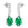 1.12ctw 14K White Gold  Zambian Green Emerald and White Diamond Halo Earrings