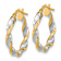 14k Two-tone 7/8" Polished and Twist Hoop Earrings