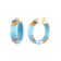 14K Yellow Gold Over Sterling Silver Mini Gold Leaf Acrylic Hoops in Ice Blue