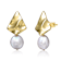 Freshwater Pearl Rippled Drop Earrings In 14K Gold Over Sterling Silver