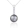 Black Cultured Tahitian Pearl and Diamond 14K White Gold Pendant 9-10mm