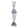 Rhodium Over Sterling Silver Moveable Blue Crystal Bonefish Pendant