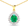 2.85ctw 14K Yellow Gold Zambian Emerald and White Diamond Pendant with
18 inch Cable Chain