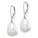 Rhodium Over Sterling Silver 11-12mm Keshi Pearl Leverback Dangle Earrings