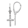 Rhodium Over 14k White Gold Textured Mini Cross with Heart Dangle Earrings