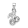 Rhodium Over Sterling Silver Red and Green Enameled Cherry Children's Pendant
