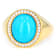 Turquoise Oval And White Zircon Ring In 18K Gold Over Sterling Silver 0.14ctw