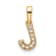 14K Yellow Gold Diamond Letter J Initial with Bail Pendant