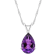 12x8mm Pear Shape Amethyst Rhodium Over Sterling Silver Pendant With Chain