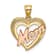 14k Two-tone Gold Textured Mom Heart Charm