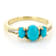 Turquoise And White Zircon Three-Stone Ring In 18K Gold Over Sterling
Silver 0.43ctw