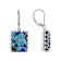 Blended Turquoise And Lapis Oxidized Sterling Silver Earrings 16x12mm