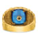 10K Yellow Gold Men's Nugget Texture and Lab Created Sapphire Masonic Ring