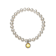 Freshwater Pearl And Yellow CZ Charm Stretch Bracelet In Sterling Silver