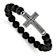 Stainless Steel Antiqued Gunmetal Ion Plated with Lava Stone Cross
Stretch Bracelet