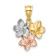 14K Tri-color Gold Diamond-Cut and Satin Flower Pendant