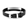 Mens Black Leather, Stainless Steel and Carbon Fiber Bracelet