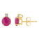 5mm Round Ruby with Diamond Accents 14k Yellow Gold Stud Earrings