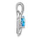 Rhodium Over 14k White Gold Blue Topaz and Diamond Heart Pendant