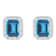 8x6mm Emerald Cut Swiss Blue Topaz And White Topaz Rhodium Over Sterling
Silver Halo Stud Earrings
