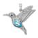 Rhodium Over Sterling Silver Polished Crystal Hummingbird Pendant