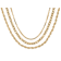Box, Rope And Cable Link Chain Necklace Set In 18K Gold Over Bronze