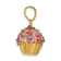 14k Yellow Gold 3D Colored Bead with Icing Cupcake Pendant