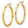 14k Yellow Gold Polished, Satin and Diamond-Cut 1 1/16" Hoop Earrings