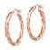 14k Rose Gold Twisted Satin and Diamond-Cut 1 1/16" Hoop Earrings