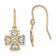 14k Two-tone Textured Fancy Cross Dangle Earrings