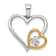 14k Yellow Gold and 14k White Gold Diamond Double Heart Pendant
