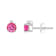 4mm Round Pink Topaz with Diamond Accents 14k White Gold Stud Earrings