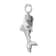 Rhodium Over Sterling Silver Polished 3D Swimming Shark Pendant
